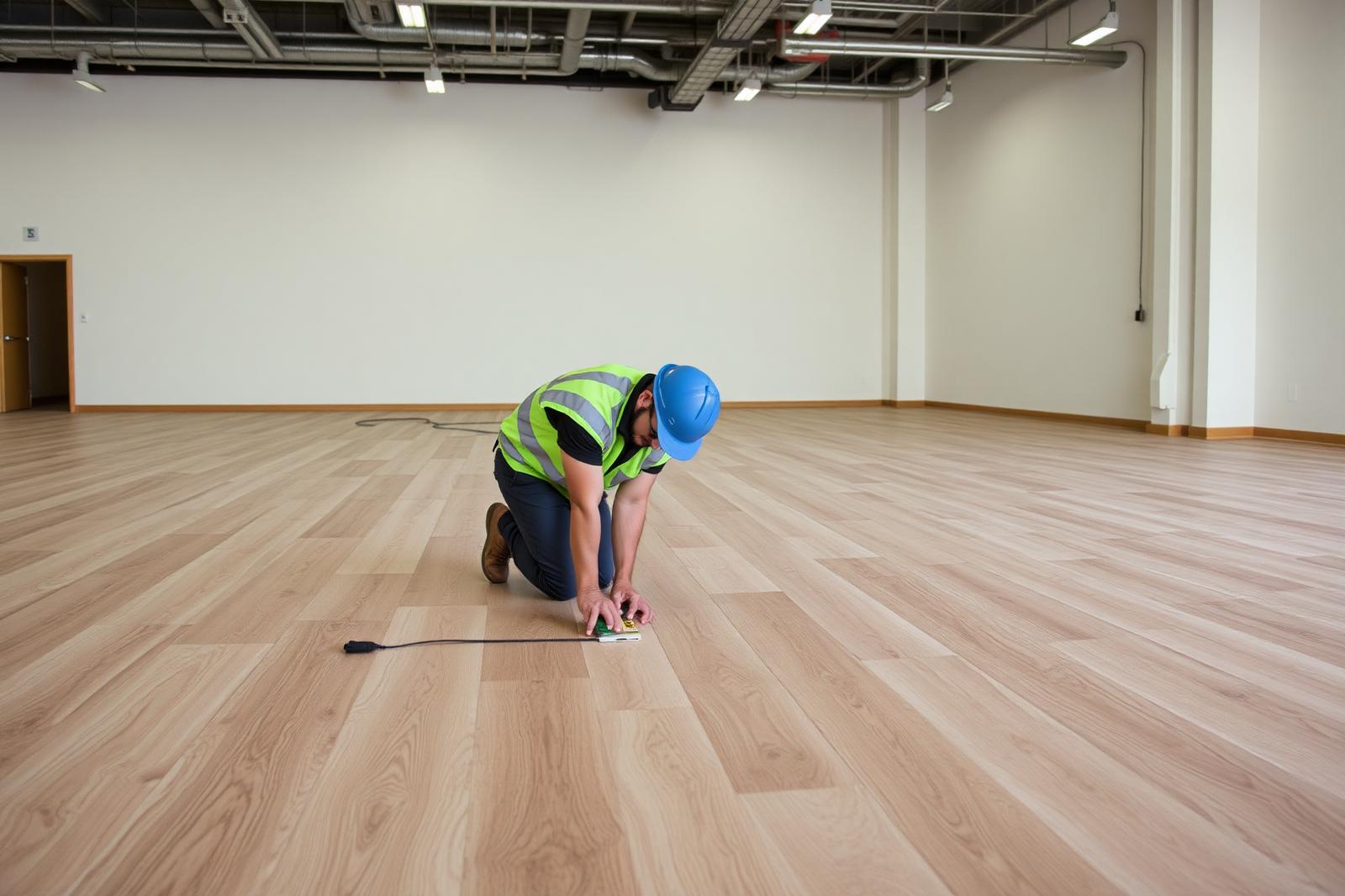 Vakman meet vloer in op locatie